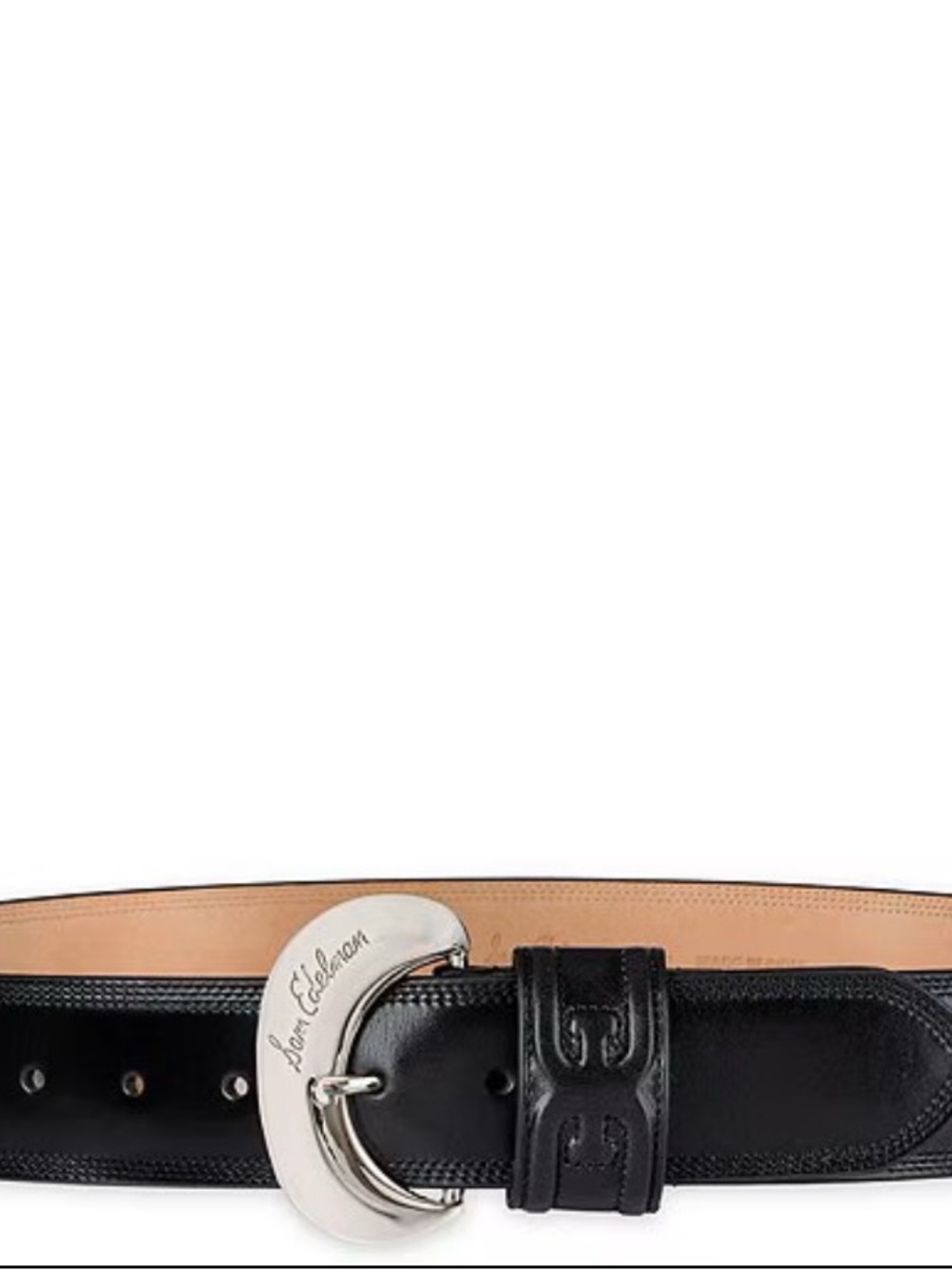 Sam Edelman Black Leather Crescent Buckle Belt Size Small